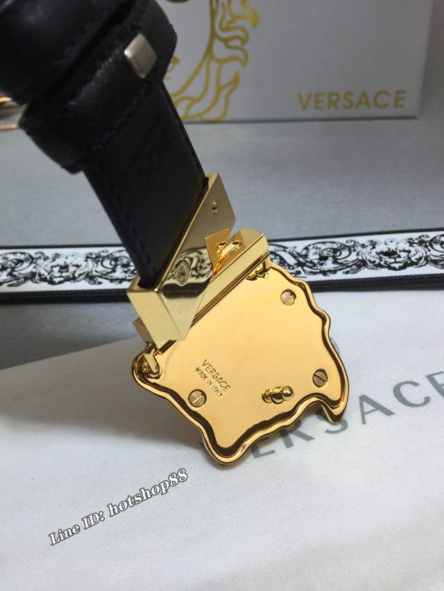 VERSVE高端男士皮帶 範思哲巴洛克花卉雙面用皮帶  jjp1459